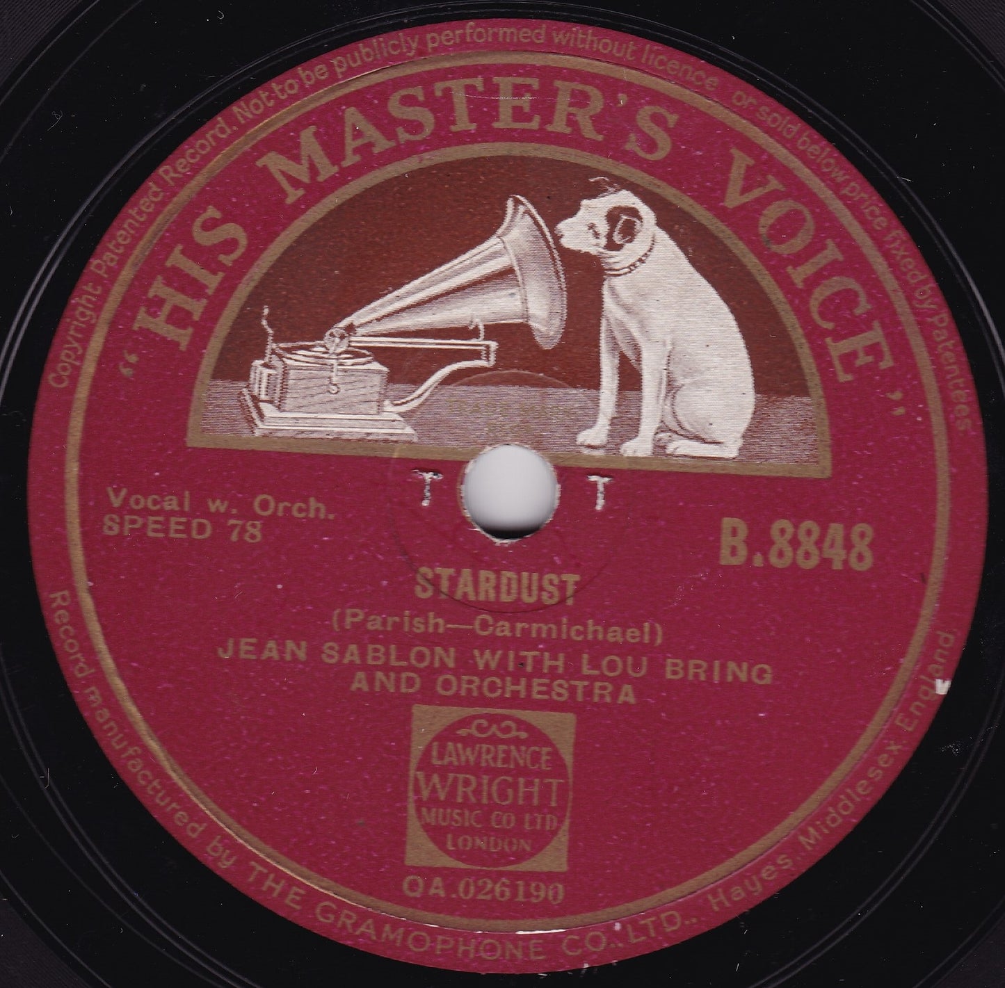 Jean Sablon - Two Sleepy People (HMV 1939) 10" shellac VG/-