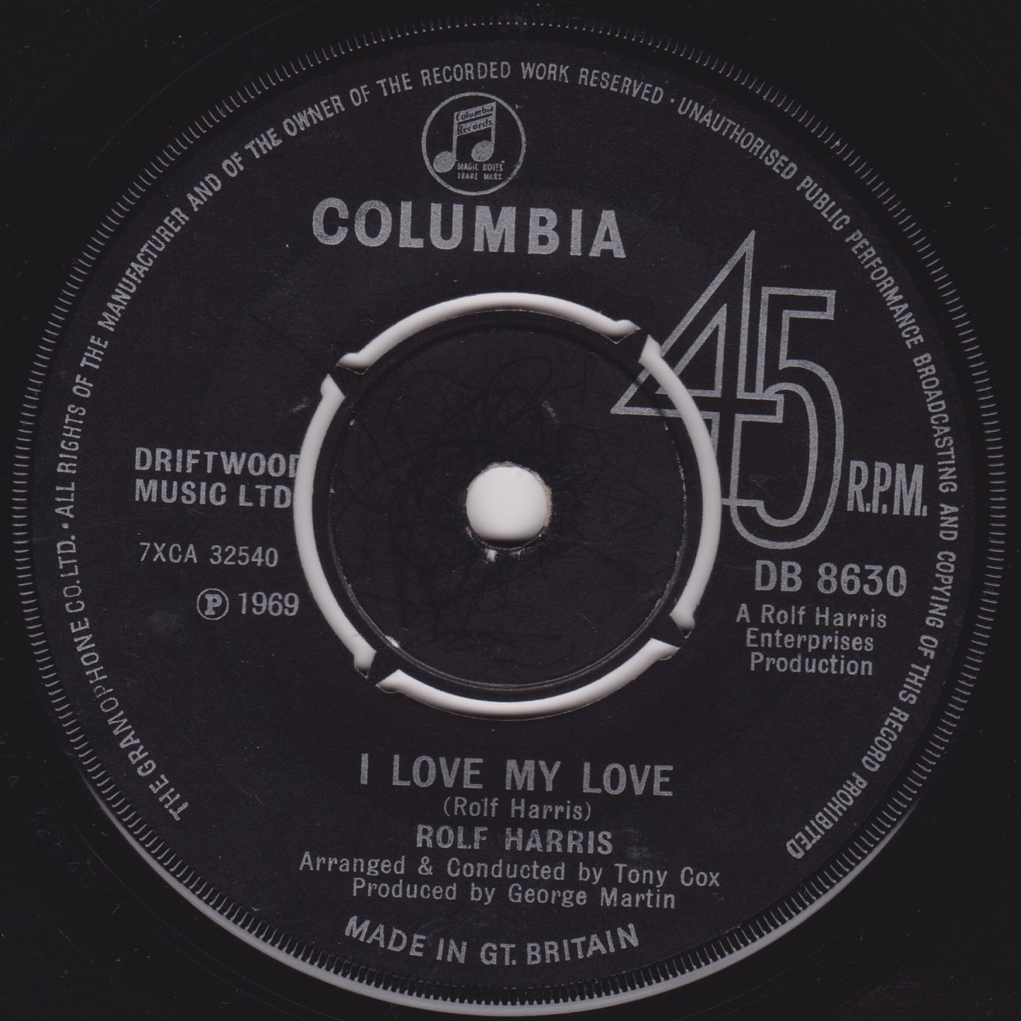 Rolf Harris - Two Little Boys (Columbia, 1969) 7" vinyl single VG/-