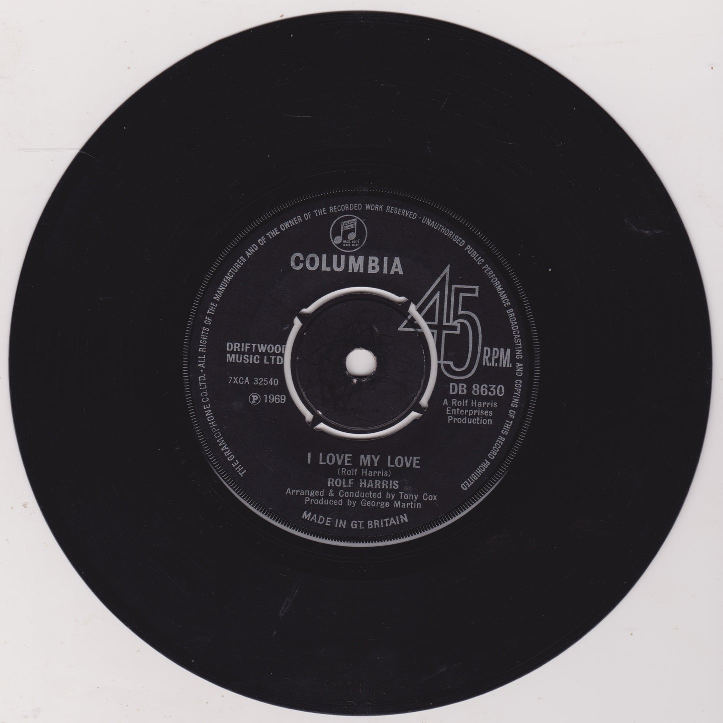 Rolf Harris - Two Little Boys (Columbia, 1969) 7" vinyl single VG/-