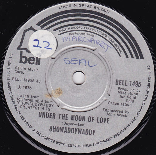 Showaddywaddy - Under The Moon Of Love (Bell 1976) 7" vinyl single VG/-