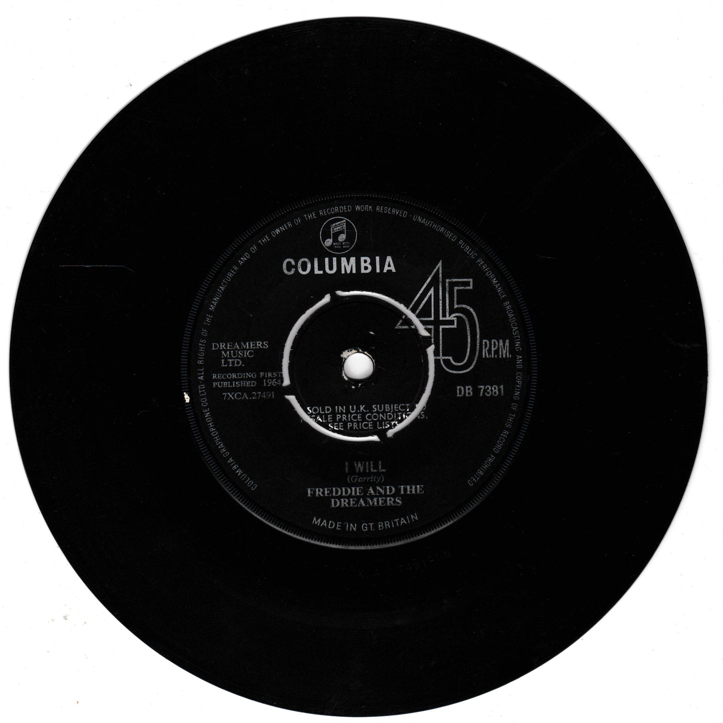 Black and white 45 RPM record with Columbia label