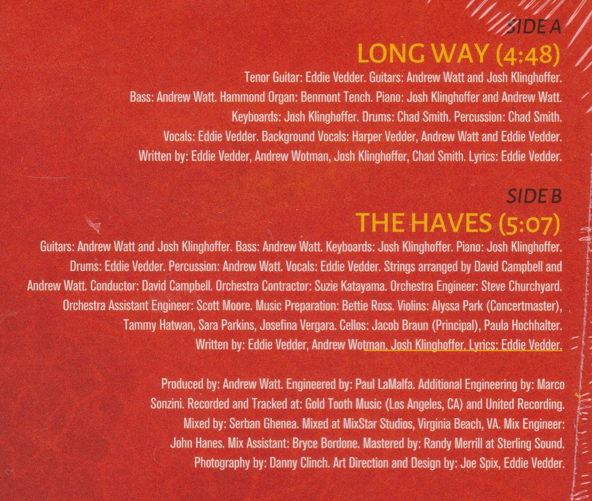 Single tracklist with text on a red background