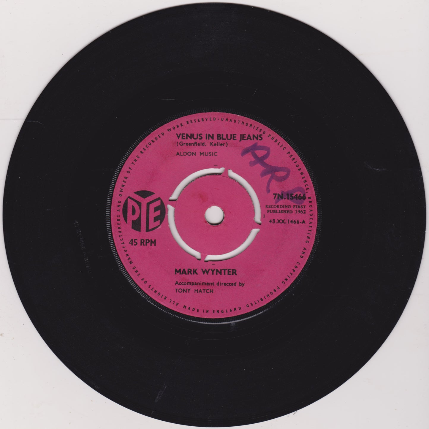 Mark Wynter ‎– Venus In Blue Jeans (Pye 1962) 7" vinyl single VG/-