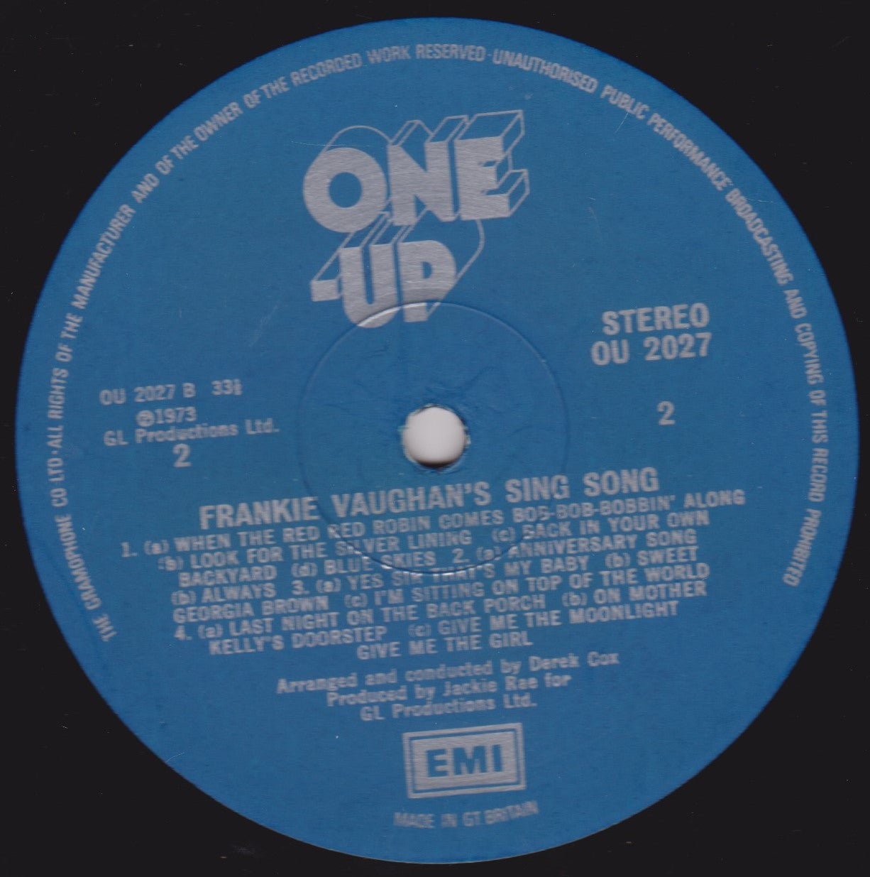 Frankie Vaughan ‎– Frankie Vaughan's Sing Song (One-Up 1973) 12" vinyl LP VG/VG