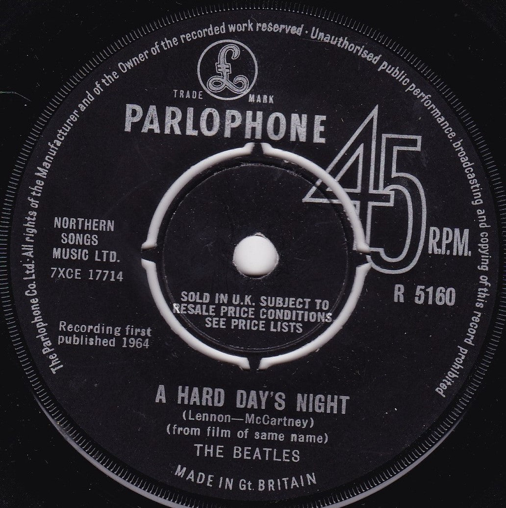 The Beatles ‎– A Hard Day's Night (Parlophone 1964) 7" vinyl single G+/-