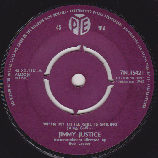 Jimmy Justice – When My Little Girl Is Smiling (Pye 1962) 7" vinyl single VG/-