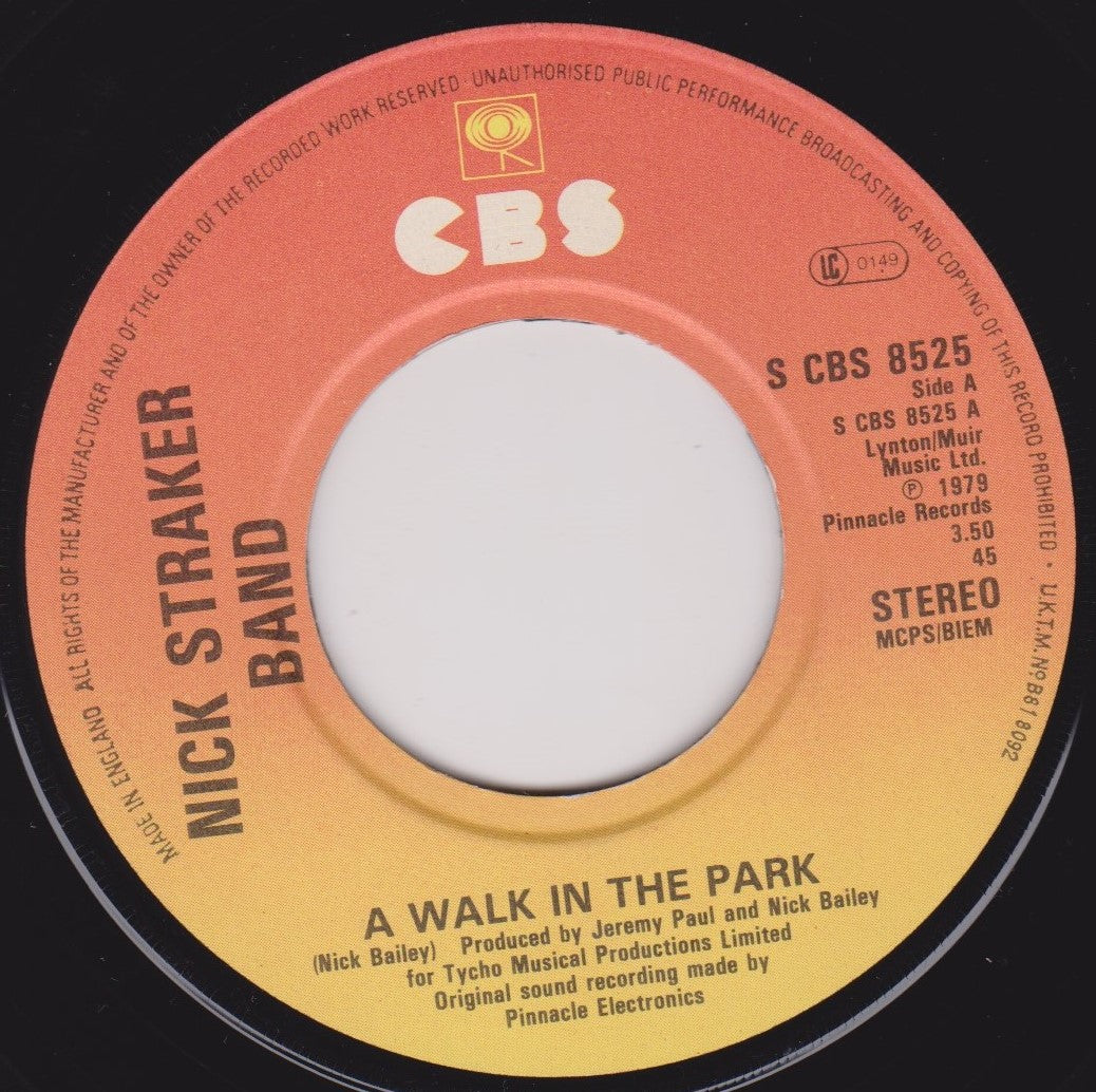 Nick Straker Band – A Walk In The Park (CBS 1980) 7" vinyl single VG/- jukebox