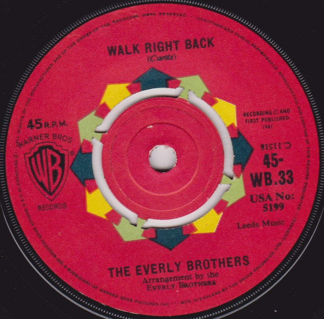 Everly Brothers - Walk Right Back (WB 1961) 7" vinyl single VG/-