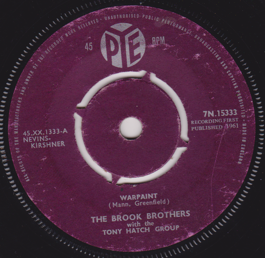 The Brook Brothers With The Tony Hatch Group ‎– Warpaint (Pye 1961) 7" vinyl single G+/-