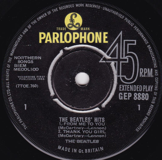 The Beatles - The Beatles Hits (Parlophone 1963) 7" vinyl EP VG/-