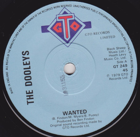 The Dooleys ‎– Wanted (GTO 1979) 7" vinyl single VG/-