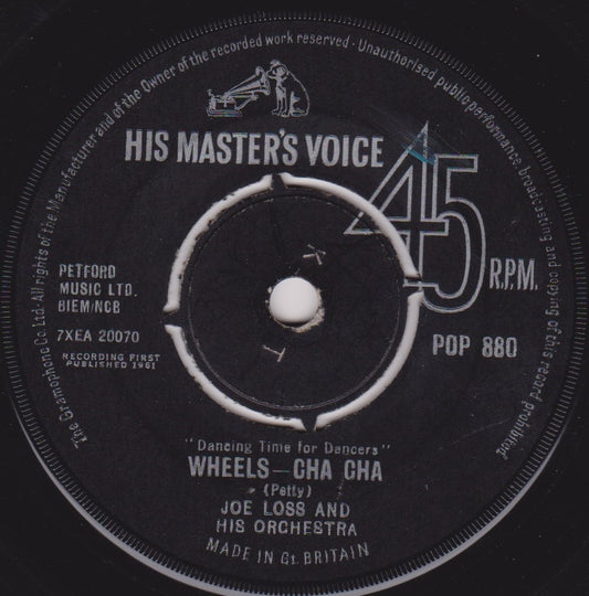 Joe Loss & His Orchestra ‎– Wheels - Cha Cha (HMV) 7" vinyl single VG/-