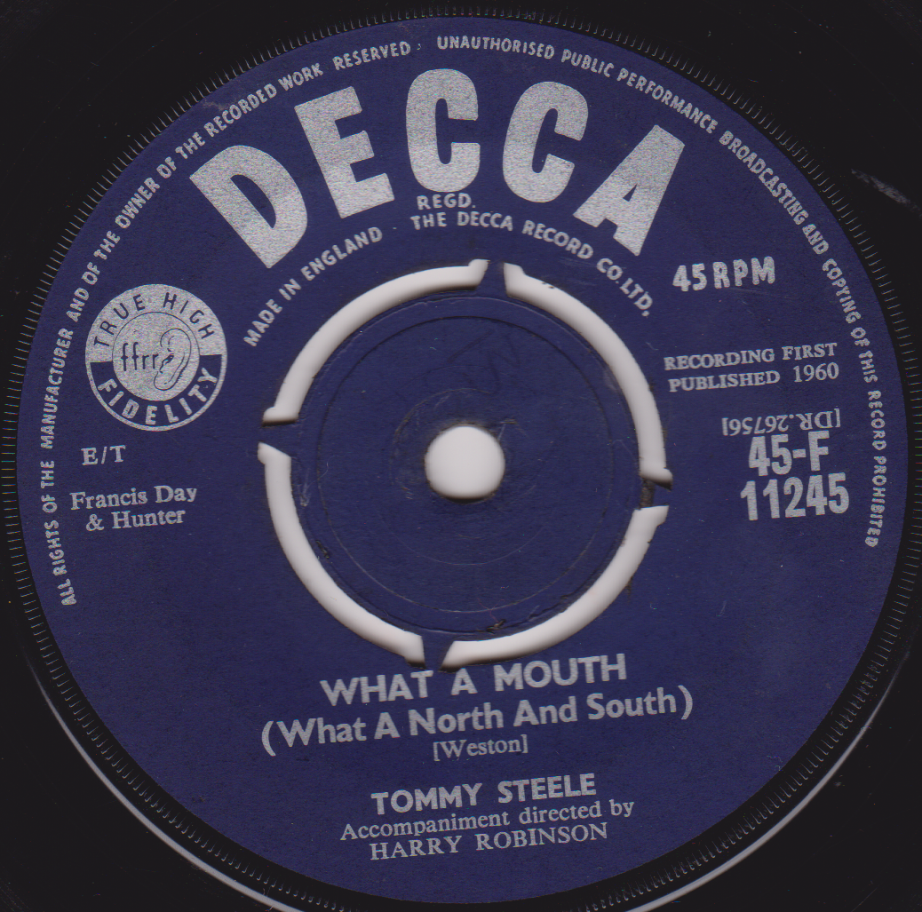 Tommy Steele – What A Mouth (What A North And South) (Decca 1960) 7" vinyl single VG/-