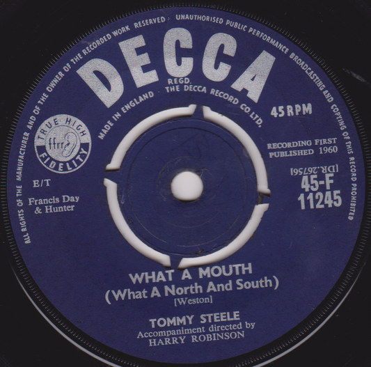 Tommy Steele – What A Mouth (What A North And South) (Decca 1960) 7" vinyl single VG/-