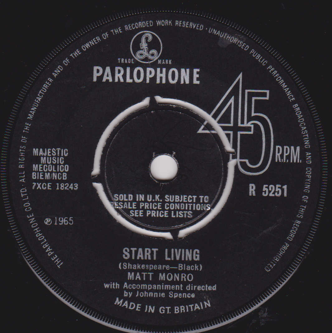 Parlophone 45 RPM record label with text and branding