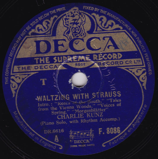 Charlie Kunz – Waltzing With Strauss (Decca 1941) 10" shellac VG/-