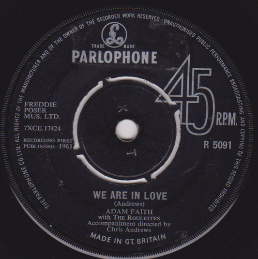 Adam Faith With The Roulettes ‎– We Are In Love (1963) 7" vinyl single G+/-