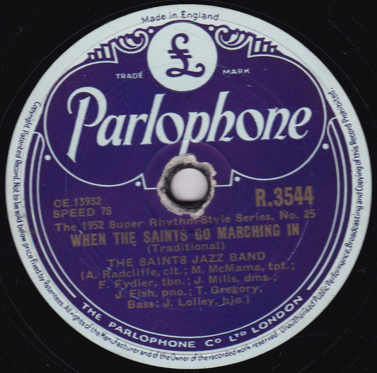 The Saints Jazz Band ‎– When The Saints Go Marching In (1952) 10" shellac VG/-