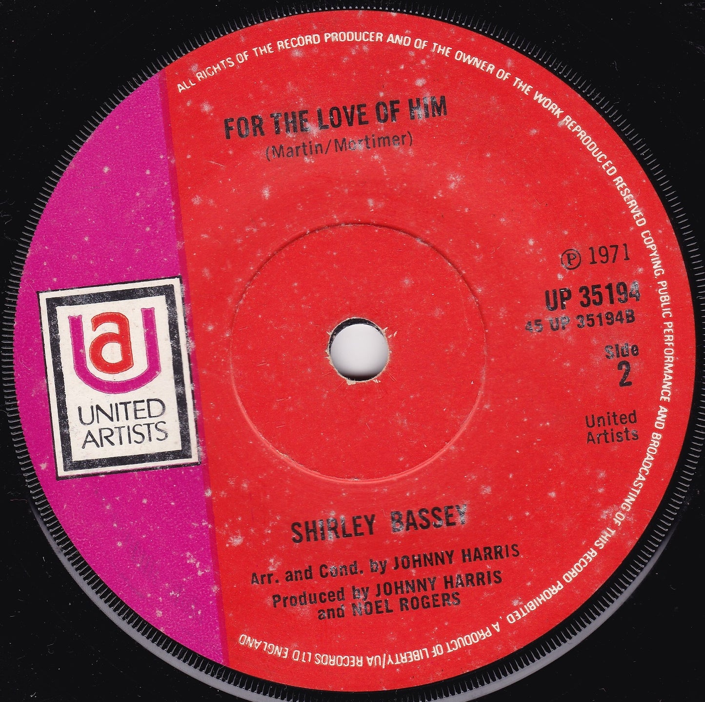 Shirley Bassey - (Where Do I Begin) Love Story (UA 1971) 7" vinyl single VG/-