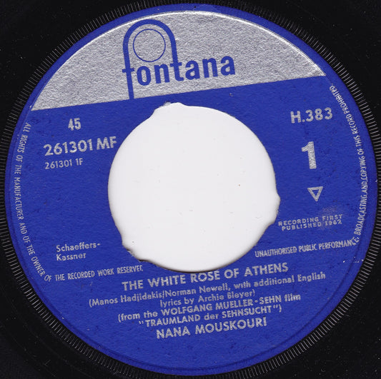 Nana Mouskouri - The White Rose Of Athens (1962) 7" vinyl single G+/- jukebox