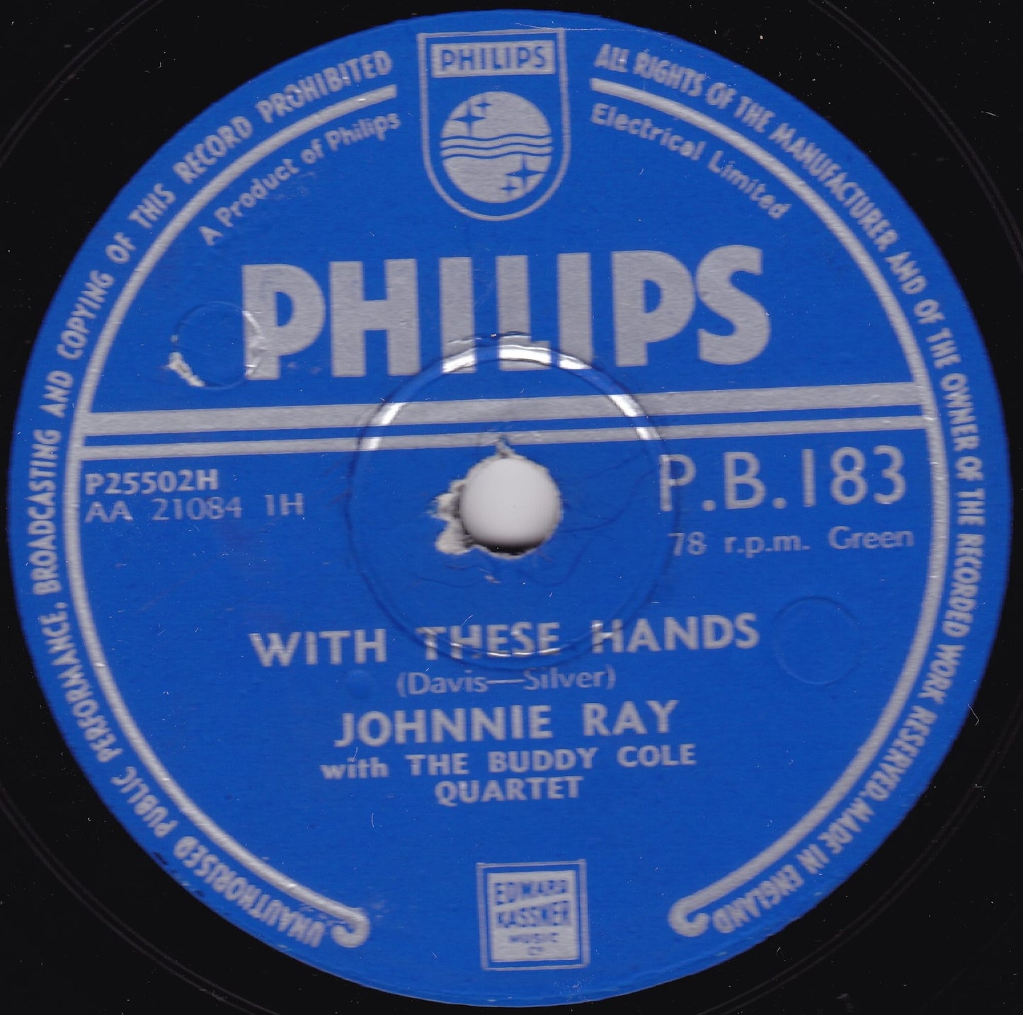 Johnnie Ray - With These Hands (Philips 1953) 10" shellac VG/-