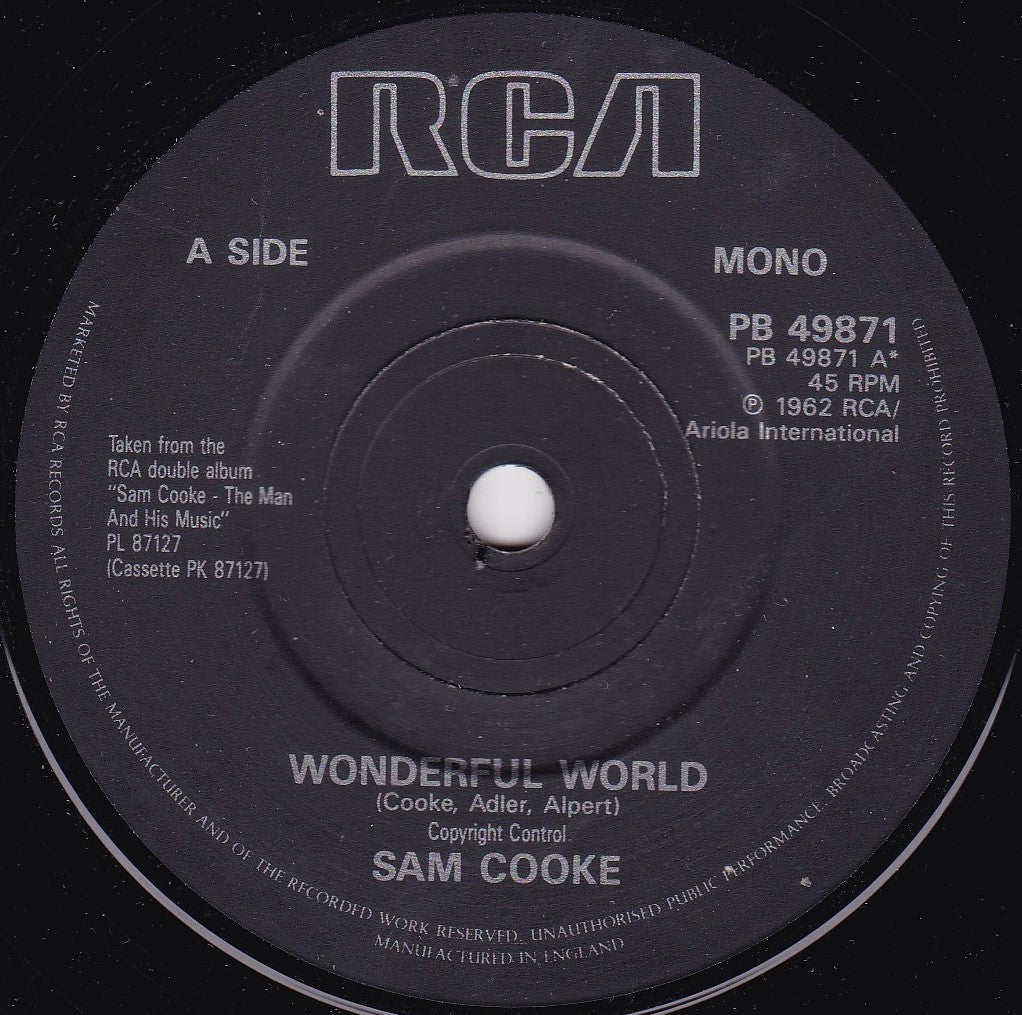 Sam Cooke - Wonderful World (RCA 1986) 7" vinyl single VG/-