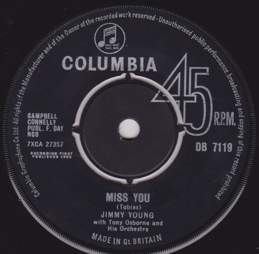Jimmy Young – Miss You (Columbia 1963) 7" vinyl single VG/-