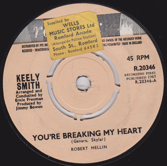 Keely Smith – You're Breaking My Heart (Reprise 1965) 7" vinyl single VG/-