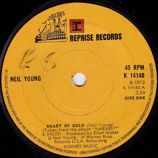 Neil Young ‎– Heart Of Gold (Reprise 1972) 7" vinyl single G+/-