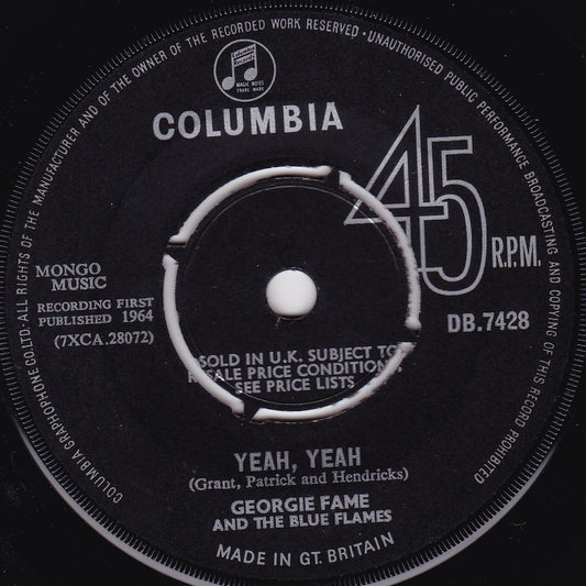 Georgie Fame And The Blue Flames - Yeah, Yeah (1964) 7" vinyl single VG/-