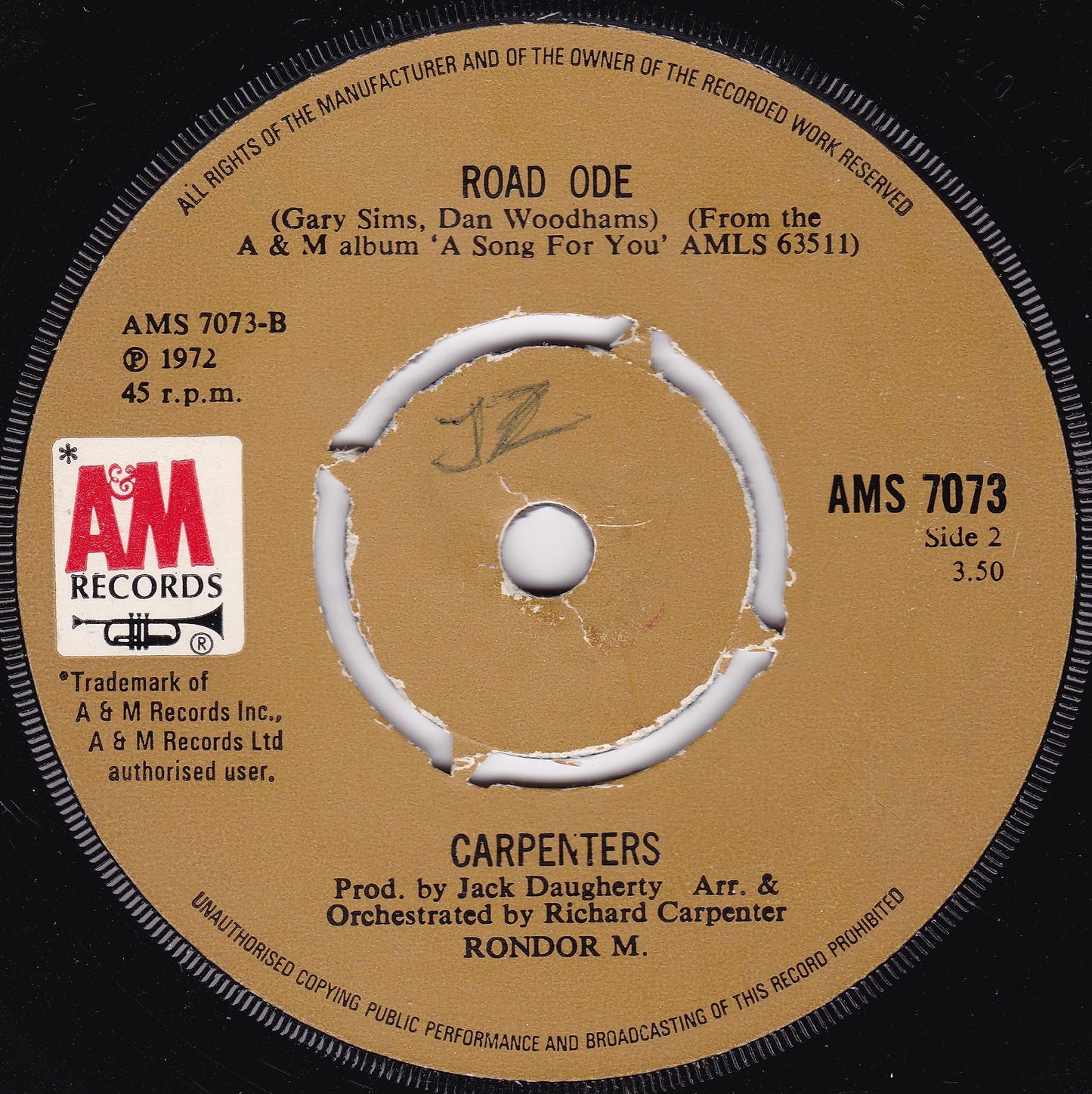 Carpenters – Yesterday Once More (A&M 1973) 7" vinyl single G+/-