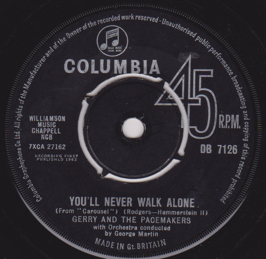 Gerry And The Pacemakers – You'll Never Walk Alone (Columbia 1963) 7" vinyl single G+/-