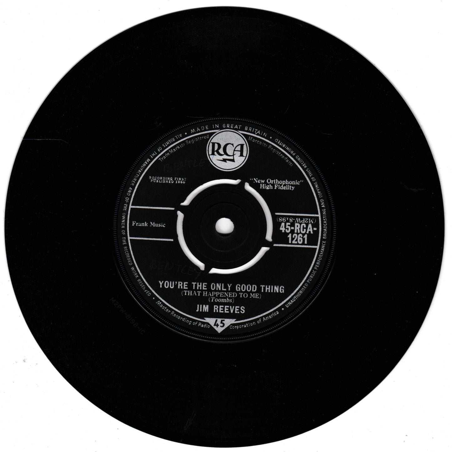 Jim Reeves ‎– You're The Only Good Thing (That Happened To Me) (RCA 1960) 7" vinyl single VG/-