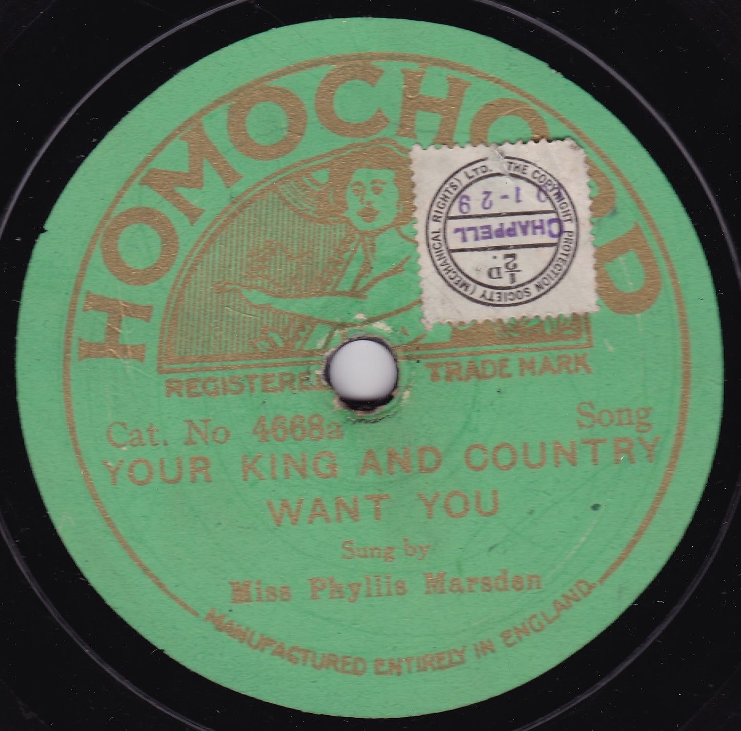 Phyllis Marsden - Your King And Country Want You (1914) 10" shellac G+/-