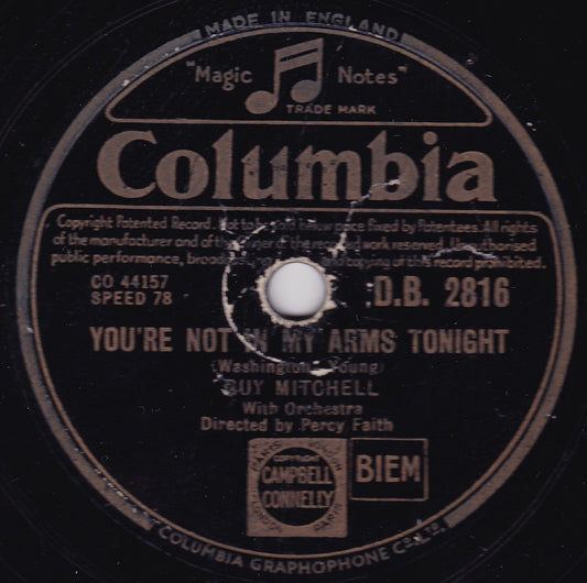 Guy Mitchell - You're Not In My Arms Tonight (Columbia 1951) 10" shellac G+/-