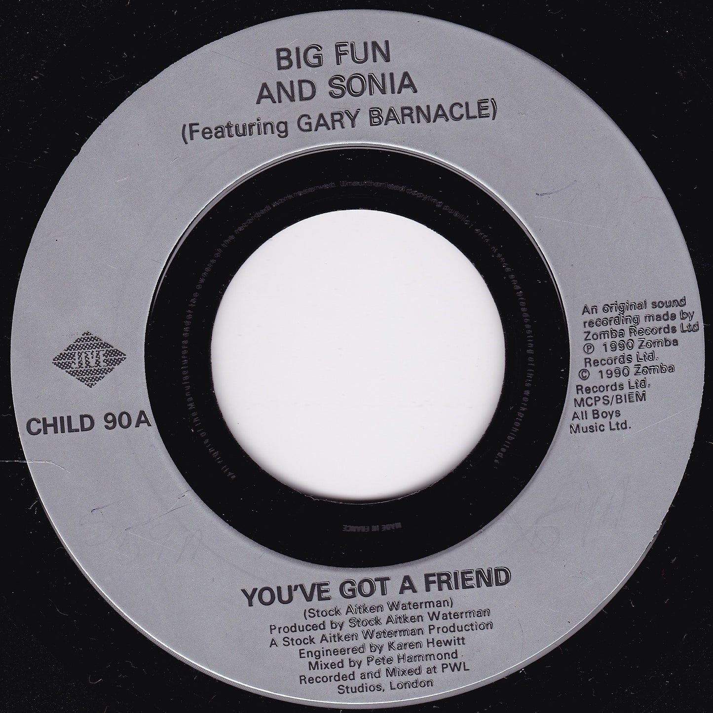 Big Fun & Sonia - You've Got A Friend (Jive, 1990) 7" vinyl single VG/- jukebox