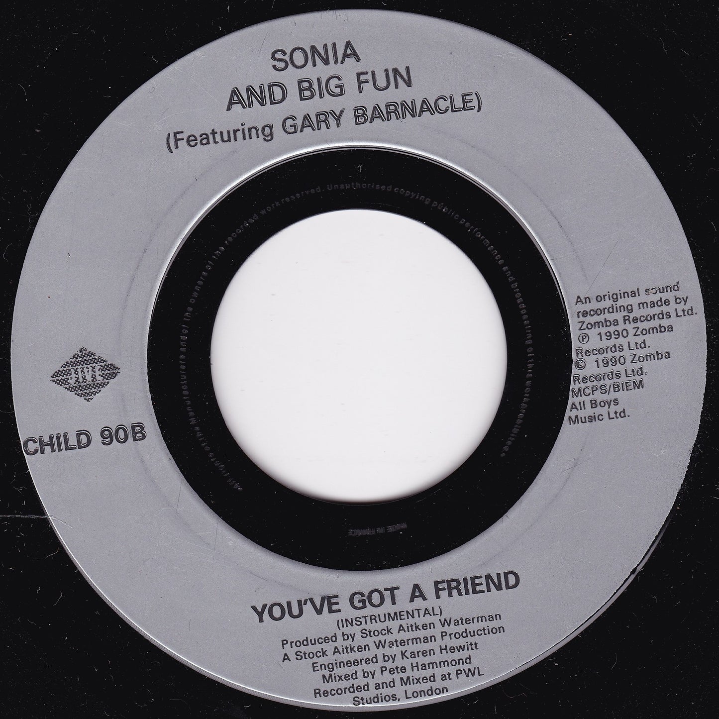 Big Fun & Sonia - You've Got A Friend (Jive, 1990) 7" vinyl single VG/- jukebox