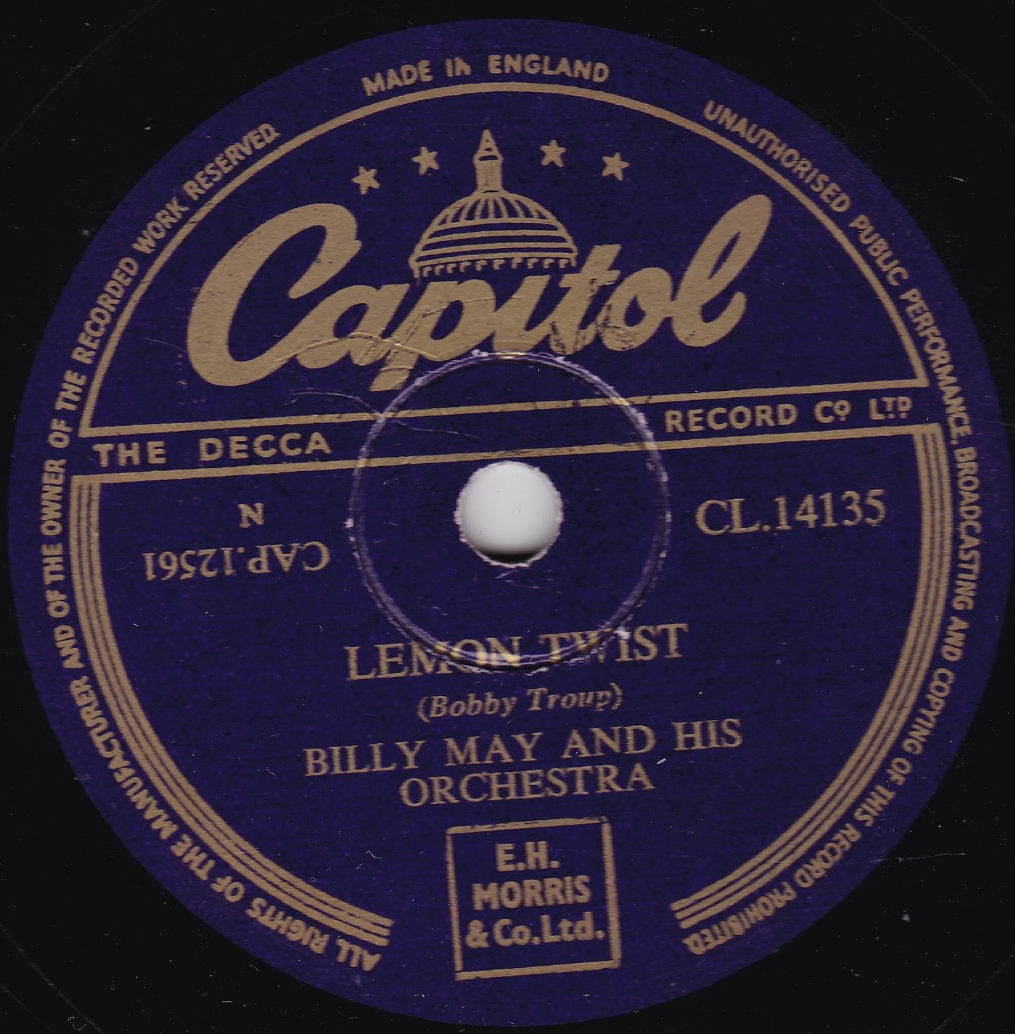 Billy May & His Orchestra ‎– Young-At-Heart / Lemon Twist (1954) 10" shellac VG