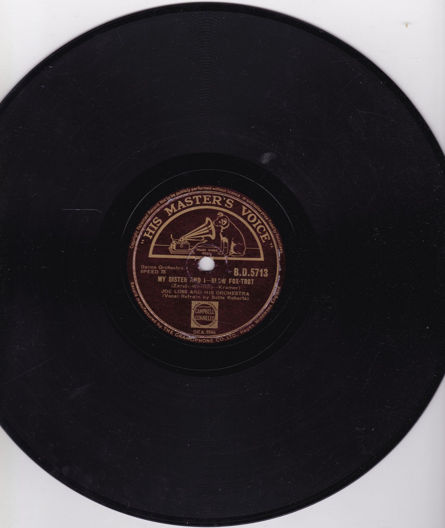 Joe Loss & His Orchestra ‎– Yours / My Sister And I (HMV 1941) 10" shellac VG/-