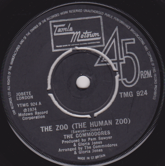 The Commodores ‎– The Zoo (The Human Zoo) (Tamla 1974) 7" vinyl single G+/-