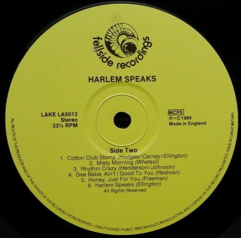 Harlem - Harlem Speaks (Lake, 1989) 12" vinyl LP VG/VG