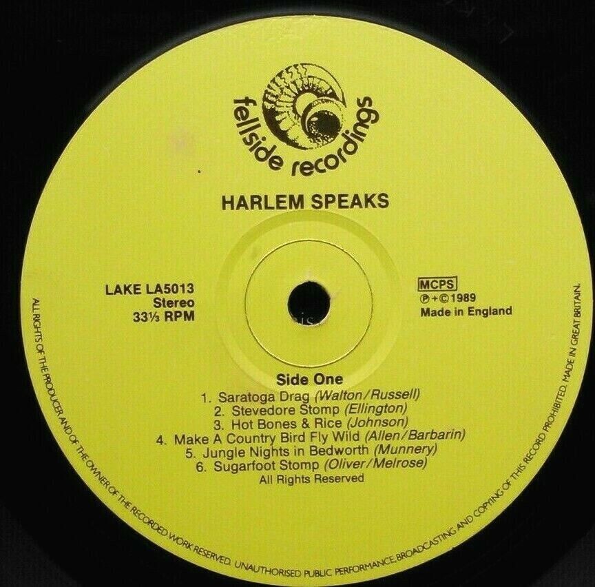 Harlem - Harlem Speaks (Lake, 1989) 12" vinyl LP VG/VG