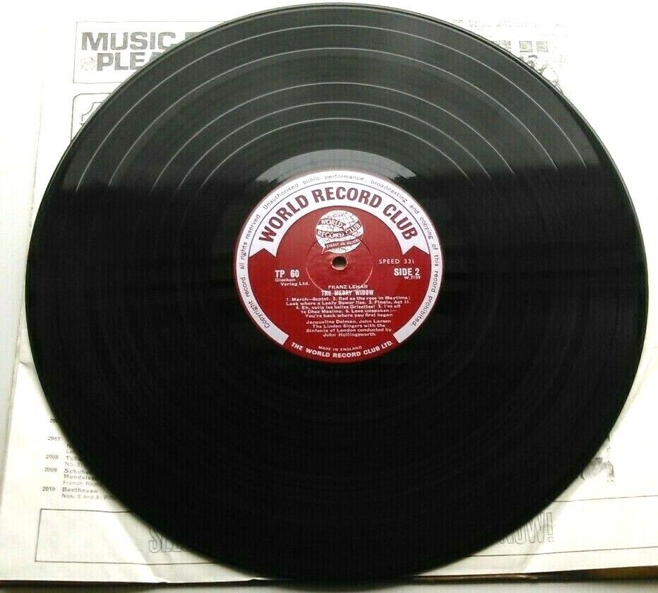 Franz Lehar - The Merry Widow (World Record Club, 1961) 12" vinyl LP VG/VG